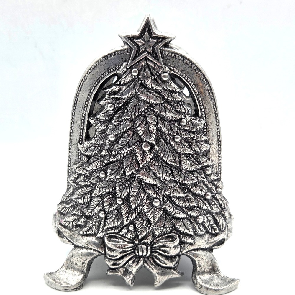 Carson Pewter Christmas Tree Jar Candle Holder Holiday Decor Vintage 1997